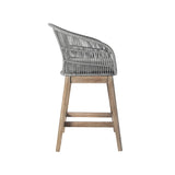38" Light Gray Solid Wood Low back Outdoor Bar Height chair with Footrest - Homeroots - Flyclothing LLC