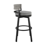 33" Light Gray Metal Swivel Low back Outdoor Bar Height chair with Footrest - Homeroots - Flyclothing LLC