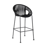 40" Black Metal Low back Outdoor Counter Height Bar chair with Footrest - Homeroots - Flyclothing LLC