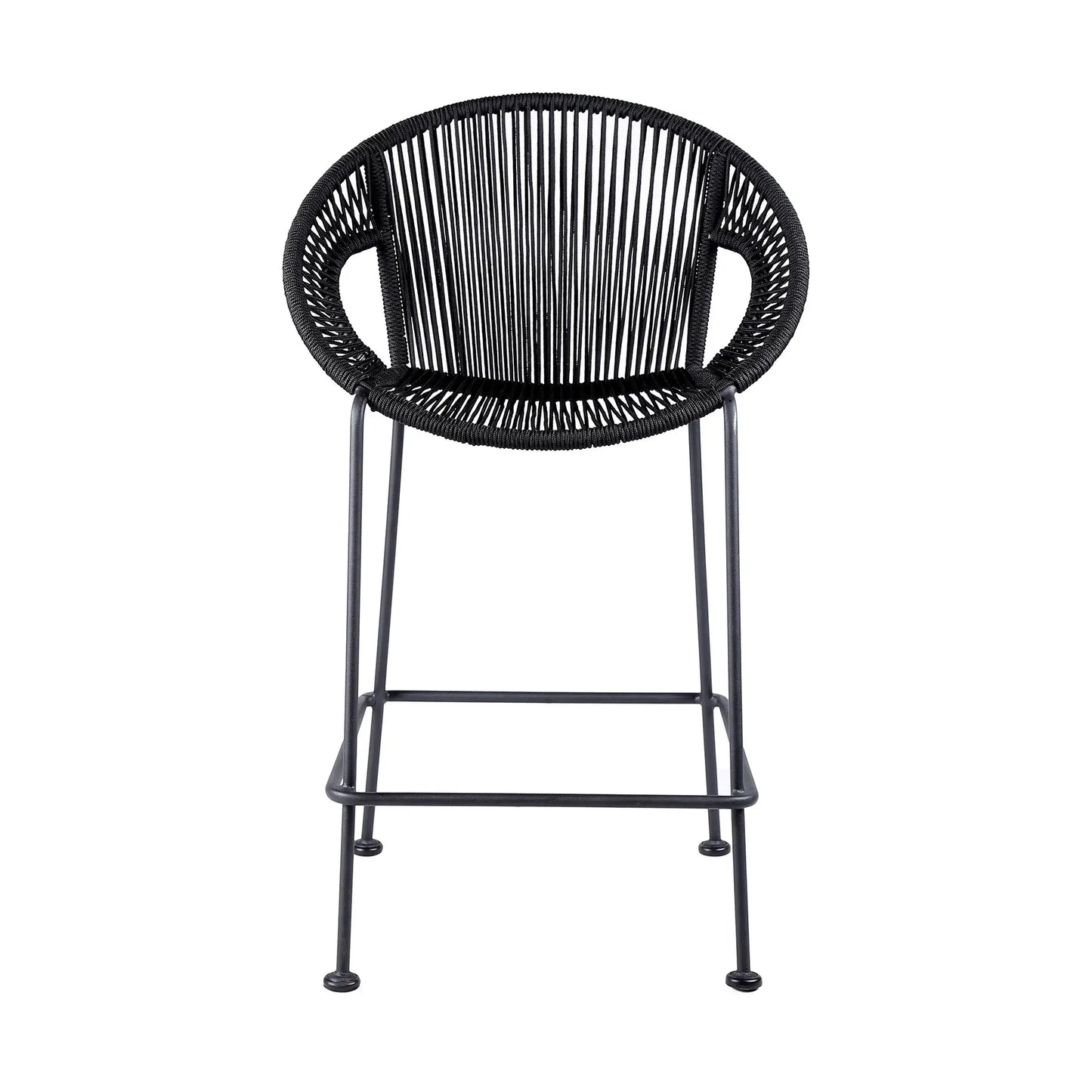 40" Black Metal Low back Outdoor Counter Height Bar chair with Footrest - Homeroots - Flyclothing LLC