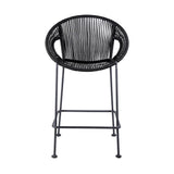 40" Black Metal Low back Outdoor Counter Height Bar chair with Footrest - Homeroots - Flyclothing LLC