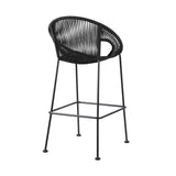 40" Black Metal Low back Outdoor Counter Height Bar chair with Footrest - Homeroots - Flyclothing LLC