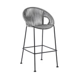 40" Light Gray Metal Low back Outdoor Counter Height Bar chair with Footrest - Homeroots - Flyclothing LLC