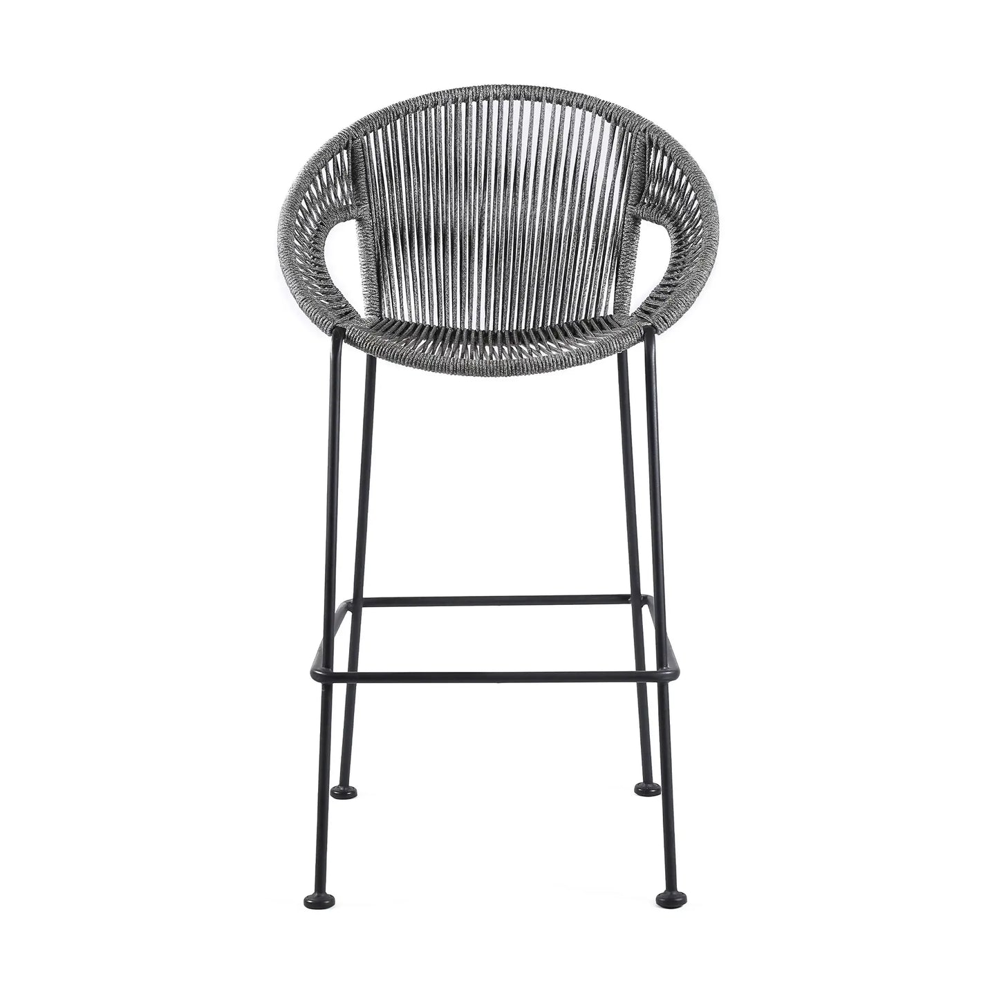 40" Light Gray Metal Low back Outdoor Counter Height Bar chair with Footrest - Homeroots - Flyclothing LLC