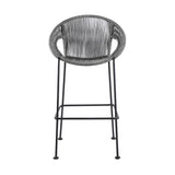 40" Light Gray Metal Low back Outdoor Counter Height Bar chair with Footrest - Homeroots - Flyclothing LLC