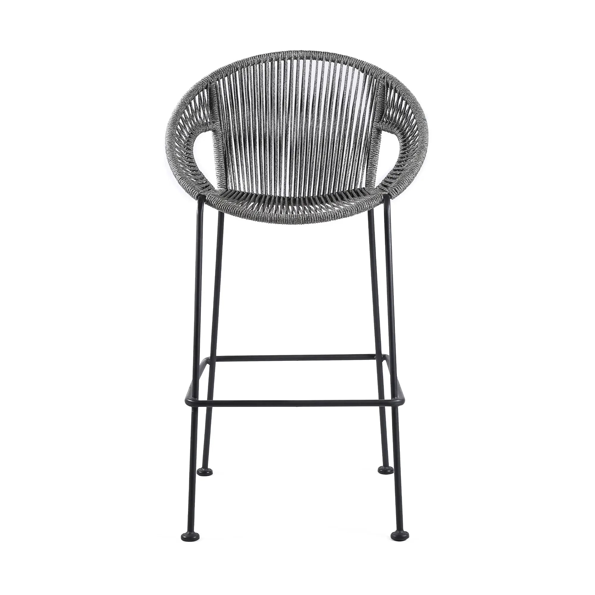 40" Light Gray Metal Low back Outdoor Counter Height Bar chair with Footrest - Homeroots - Flyclothing LLC