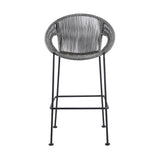 40" Light Gray Metal Low back Outdoor Counter Height Bar chair with Footrest