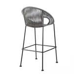 40" Light Gray Metal Low back Outdoor Counter Height Bar chair with Footrest - Homeroots - Flyclothing LLC