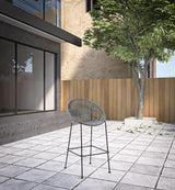 40" Light Gray Metal Low back Outdoor Counter Height Bar chair with Footrest - Homeroots - Flyclothing LLC