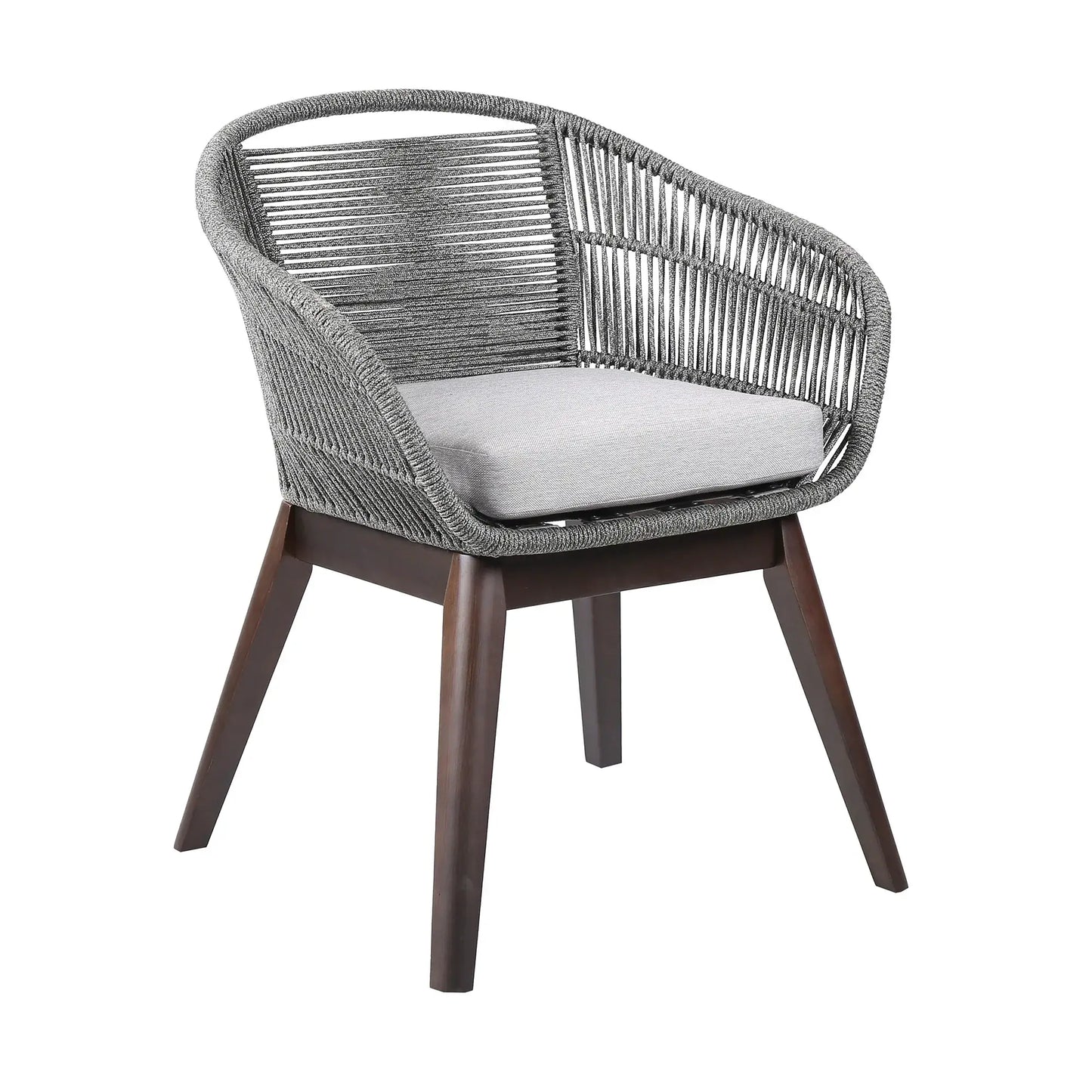 27" Gray Solid Wood Outdoor Dining Chair with Gray Cushion - Homeroots - Flyclothing LLC