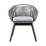 27" Gray Solid Wood Outdoor Dining Chair with Gray Cushion - Homeroots - Flyclothing LLC