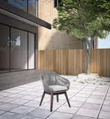 27" Gray Solid Wood Outdoor Dining Chair with Gray Cushion - Homeroots - Flyclothing LLC