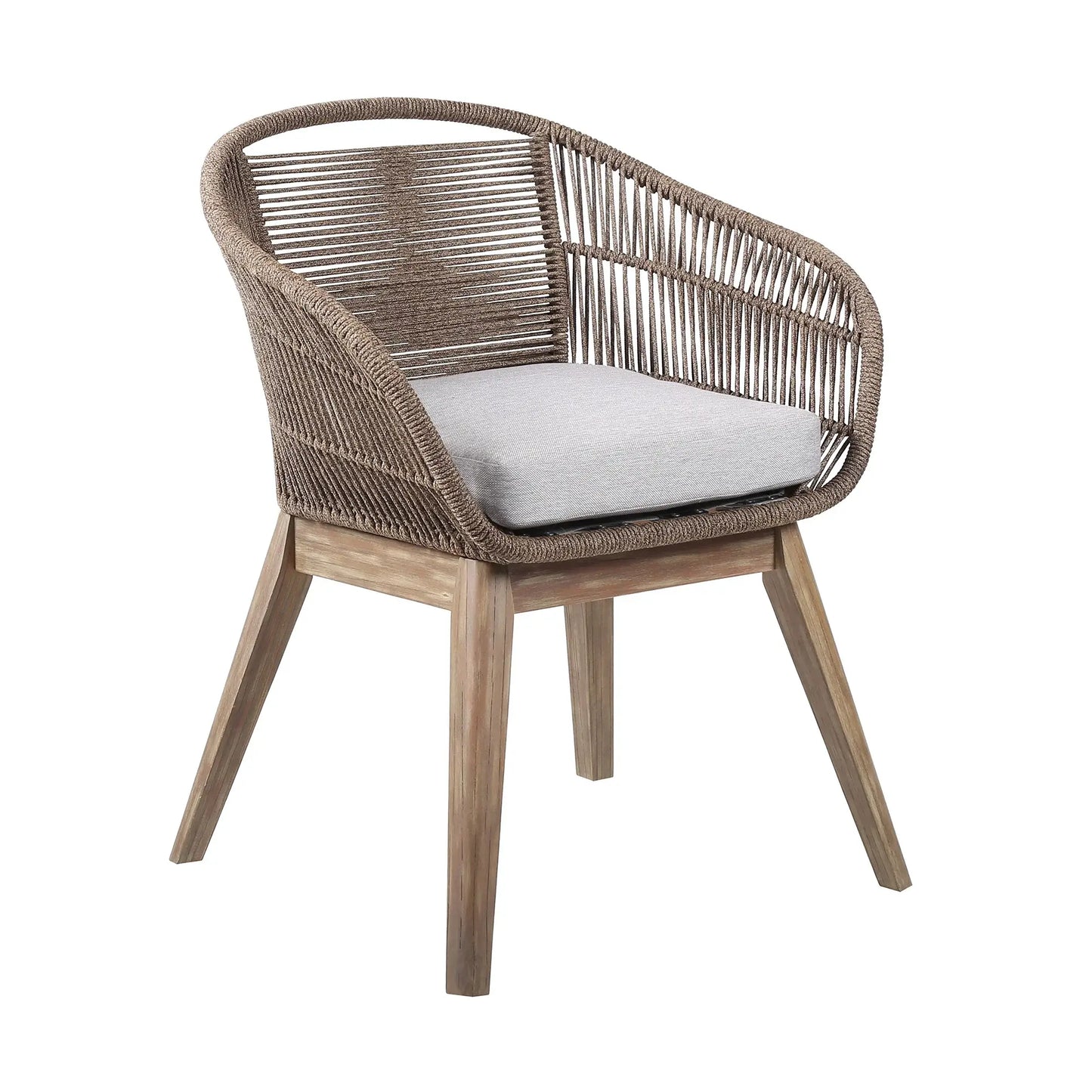 27" Gray and Natural Wood Solid Wood Outdoor Dining Chair with Gray Cushion - Homeroots - Flyclothing LLC