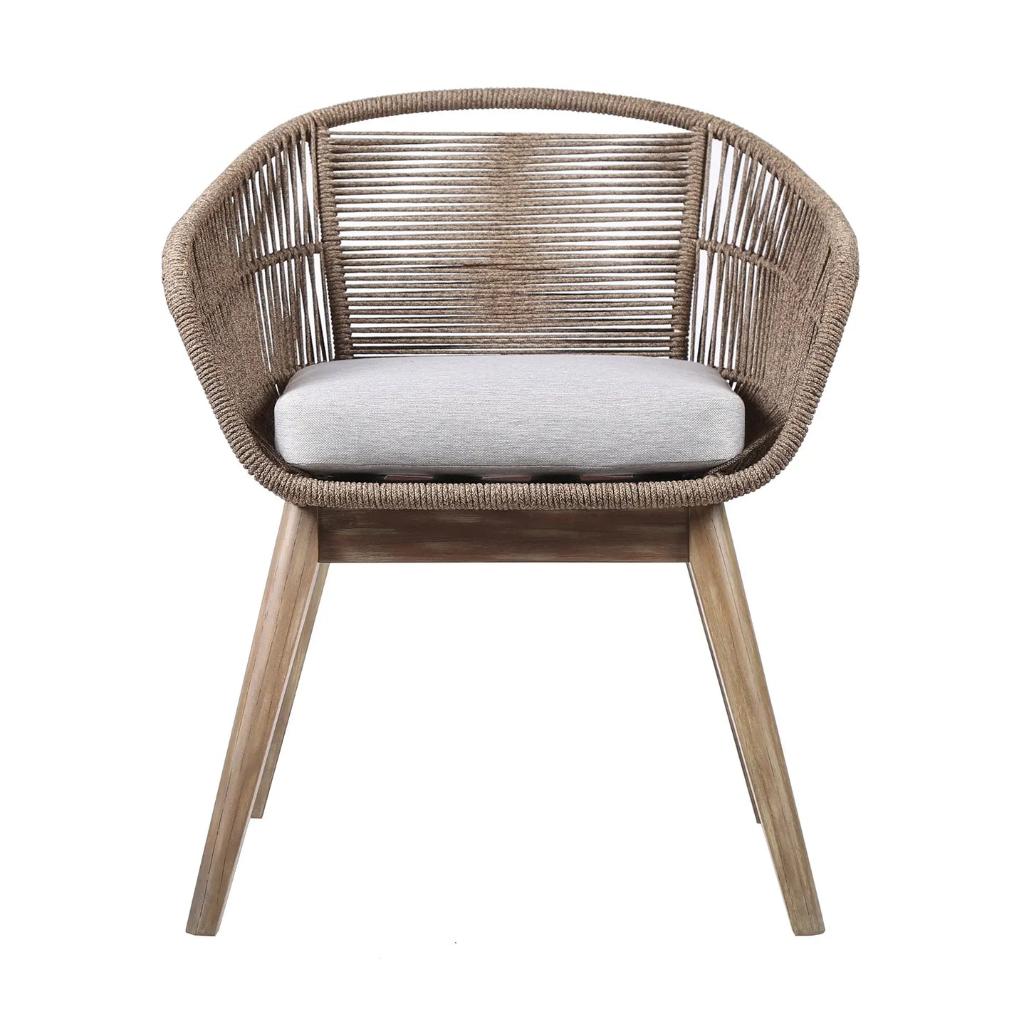 27" Gray and Natural Wood Solid Wood Outdoor Dining Chair with Gray Cushion - Homeroots - Flyclothing LLC