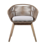 27" Gray and Natural Wood Solid Wood Outdoor Dining Chair with Gray Cushion - Homeroots - Flyclothing LLC