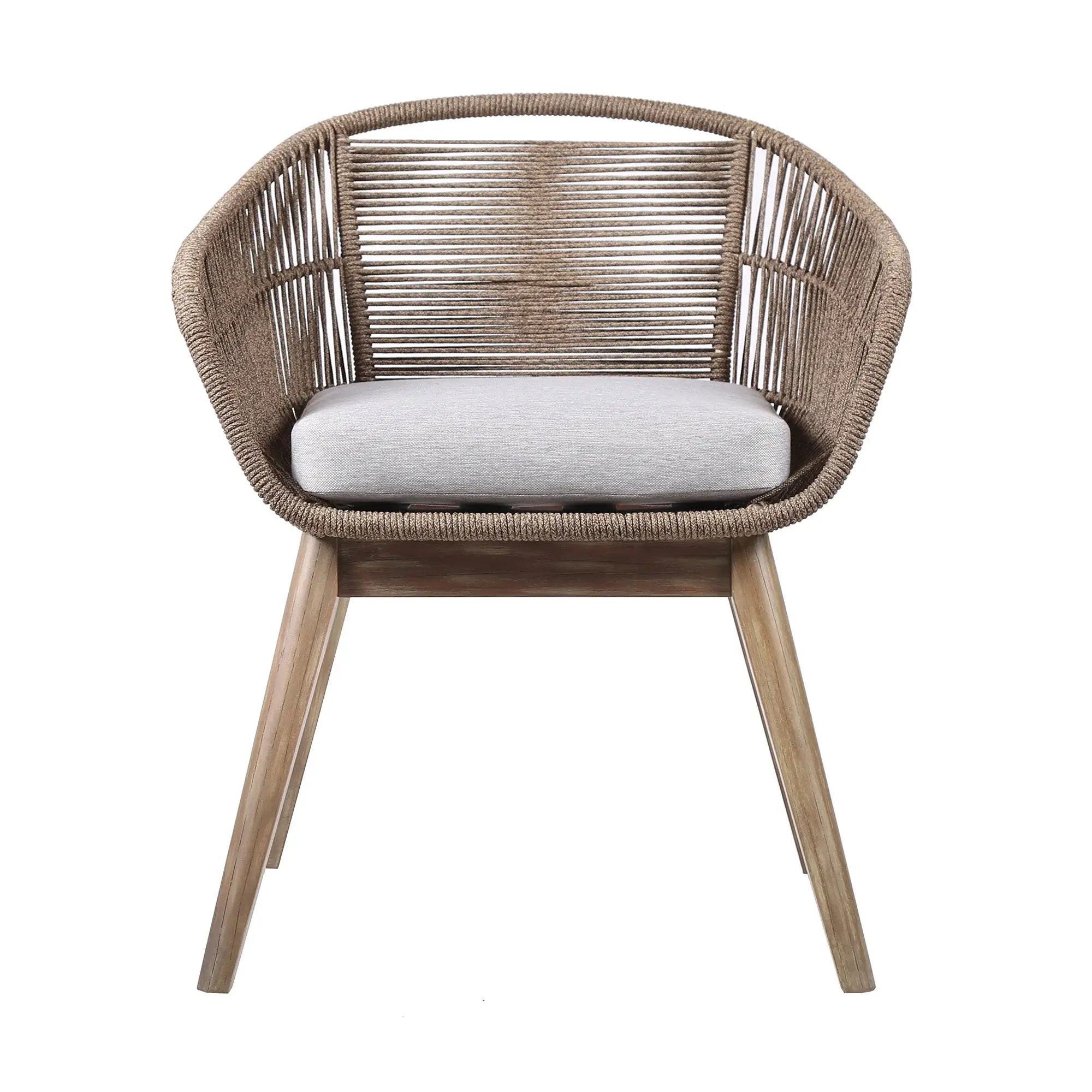 27" Gray and Natural Wood Solid Wood Outdoor Dining Chair with Gray Cushion - Homeroots - Flyclothing LLC