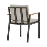 Set of Two 22" Light Gray Solid Wood Outdoor Dining Chair with Taupe Cushion - Homeroots