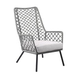 26" Gray and Black Steel Indoor Outdoor Dining Chair with Gray Cushion - Homeroots - Flyclothing LLC