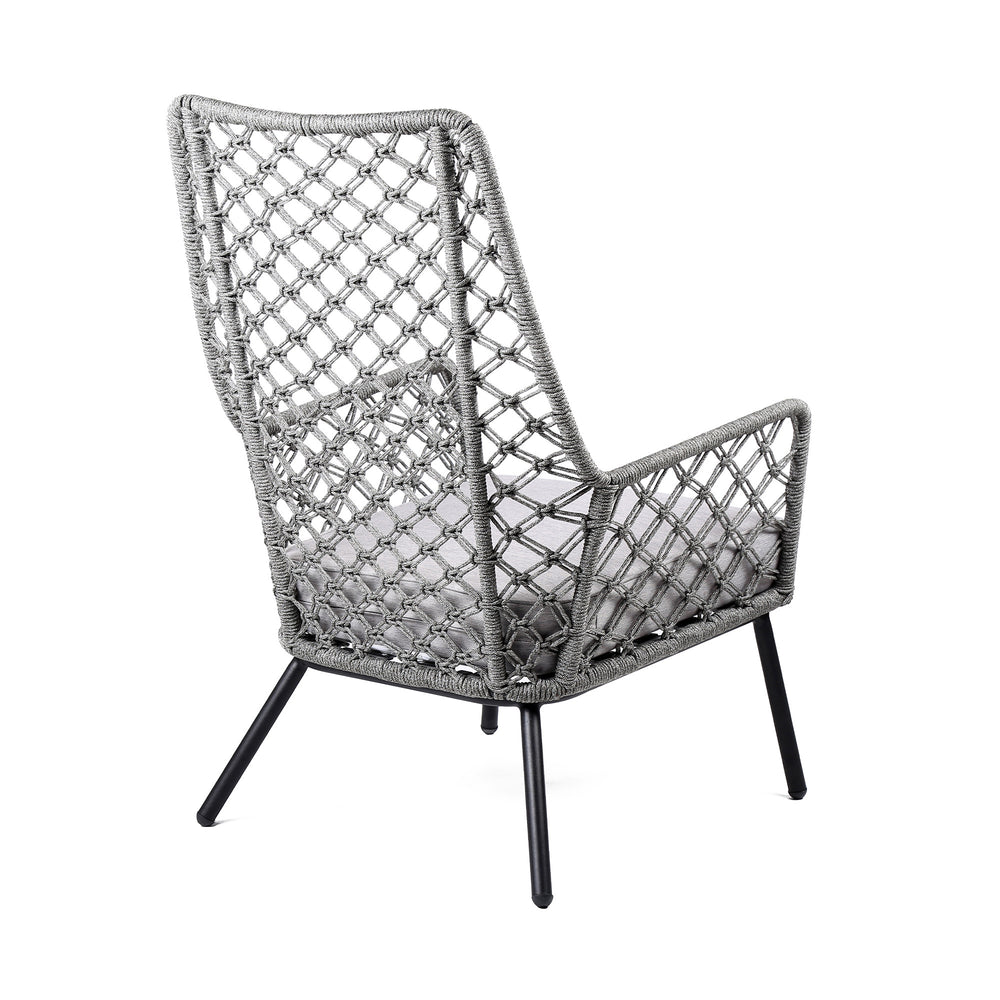26" Gray and Black Steel Indoor Outdoor Dining Chair with Gray Cushion - Homeroots - Flyclothing LLC