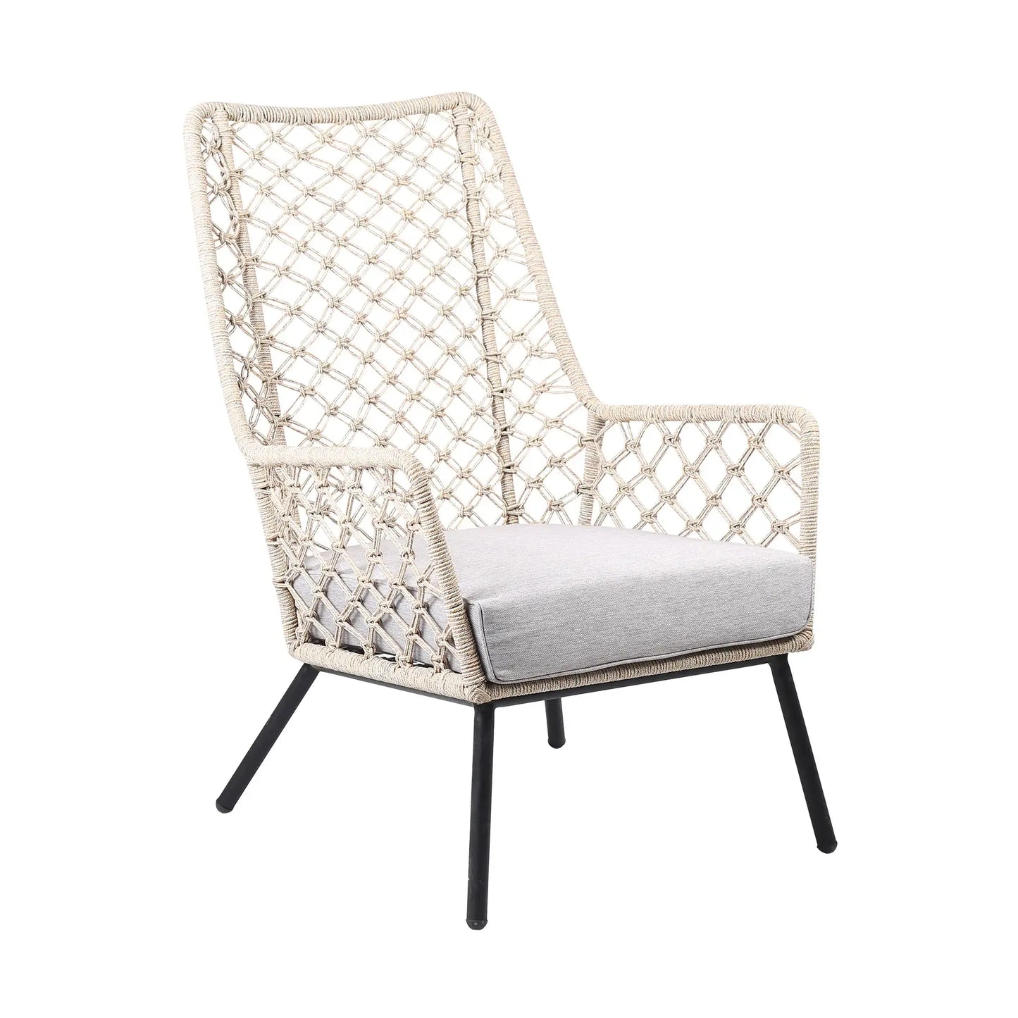 26" Gray Metal Outdoor Dining Chair with Gray Cushion - Homeroots - Flyclothing LLC