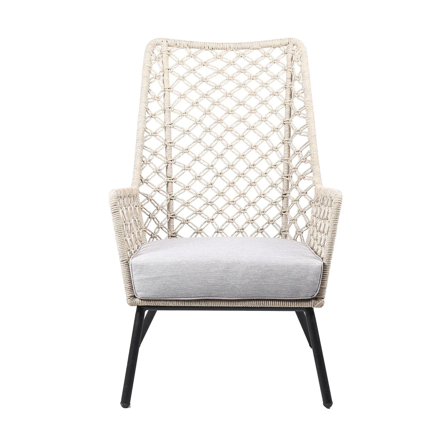 26" Gray Metal Outdoor Dining Chair with Gray Cushion - Homeroots - Flyclothing LLC