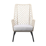 26" Gray Metal Outdoor Dining Chair with Gray Cushion - Homeroots - Flyclothing LLC
