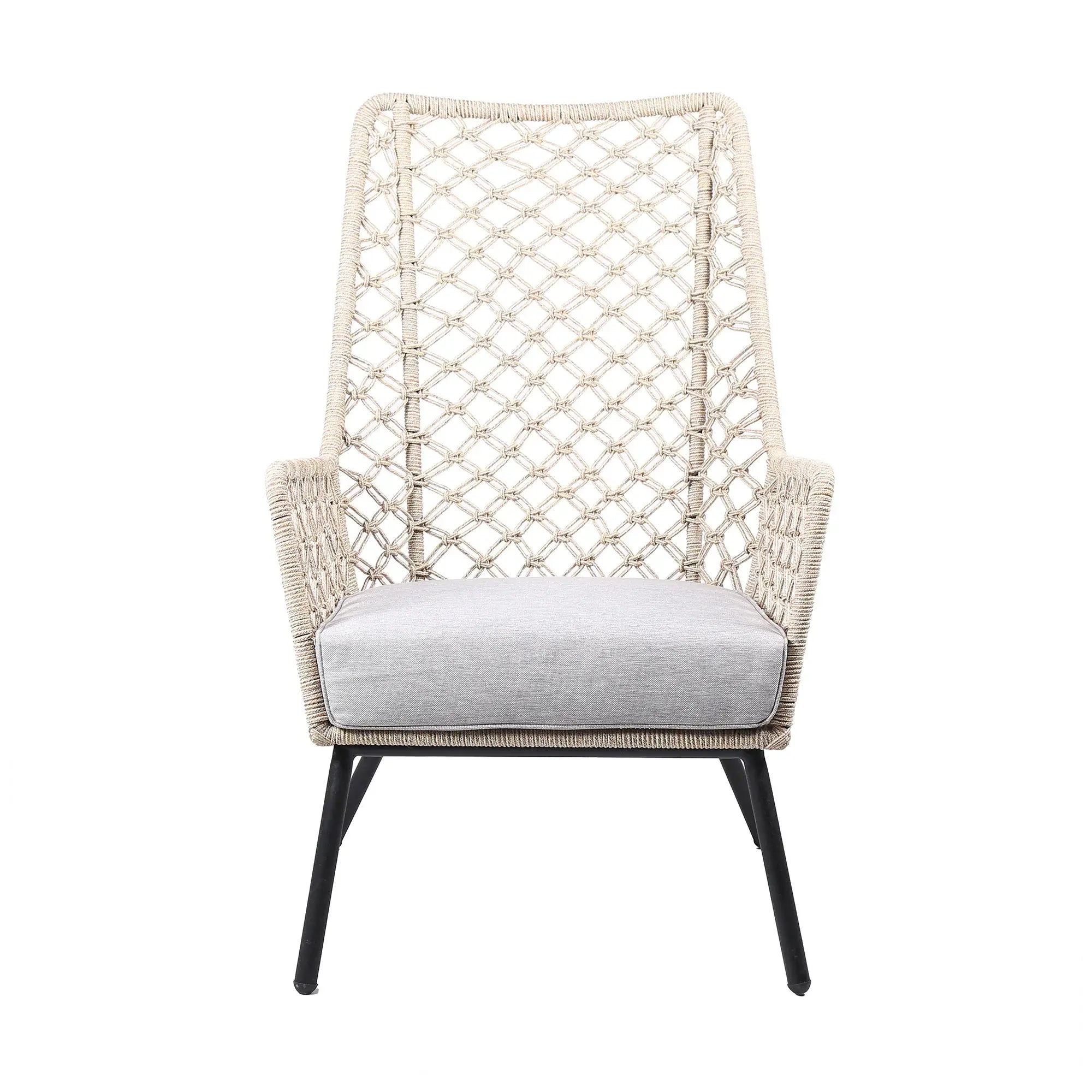 26" Gray Metal Outdoor Dining Chair with Gray Cushion - Homeroots - Flyclothing LLC