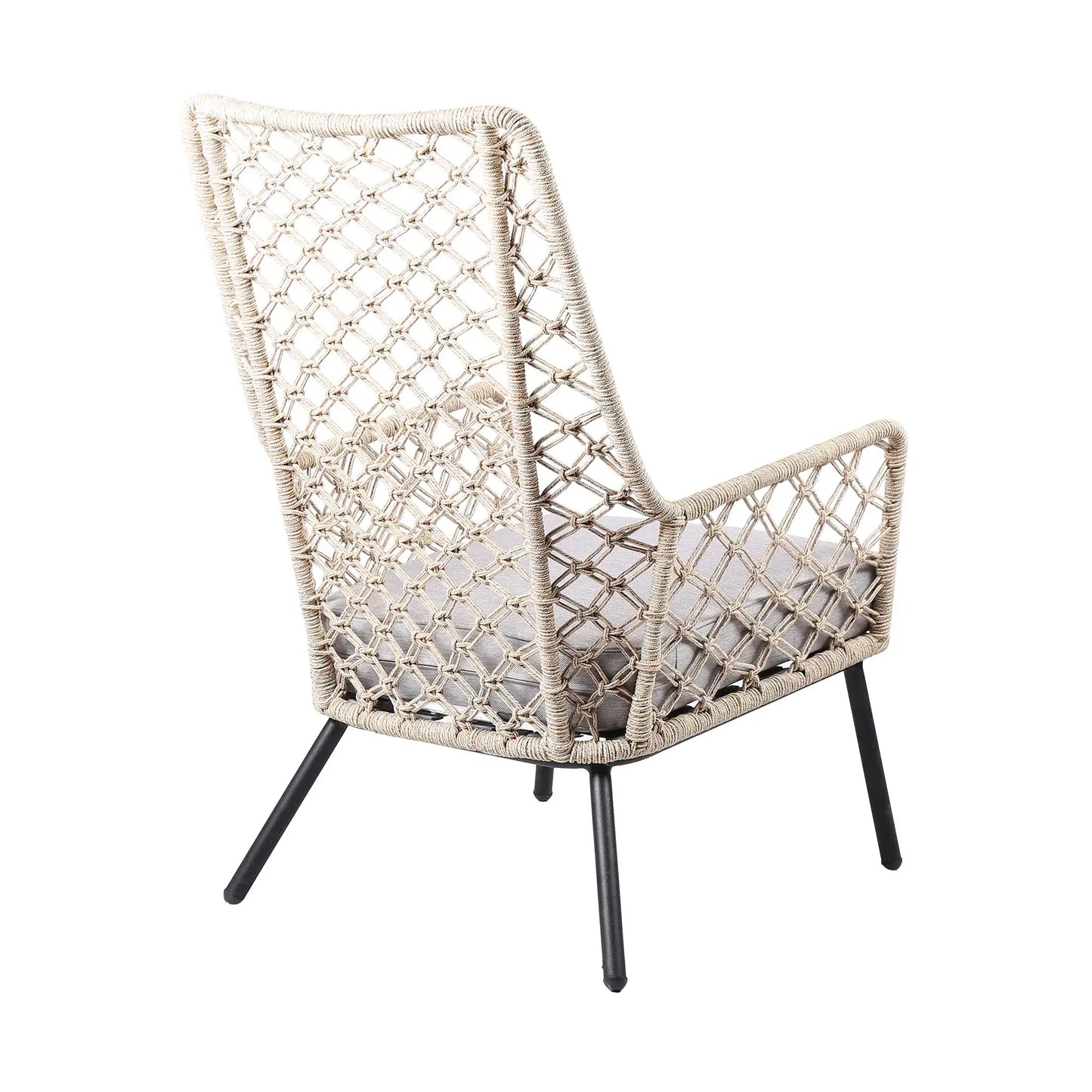 26" Gray Metal Outdoor Dining Chair with Gray Cushion - Homeroots - Flyclothing LLC