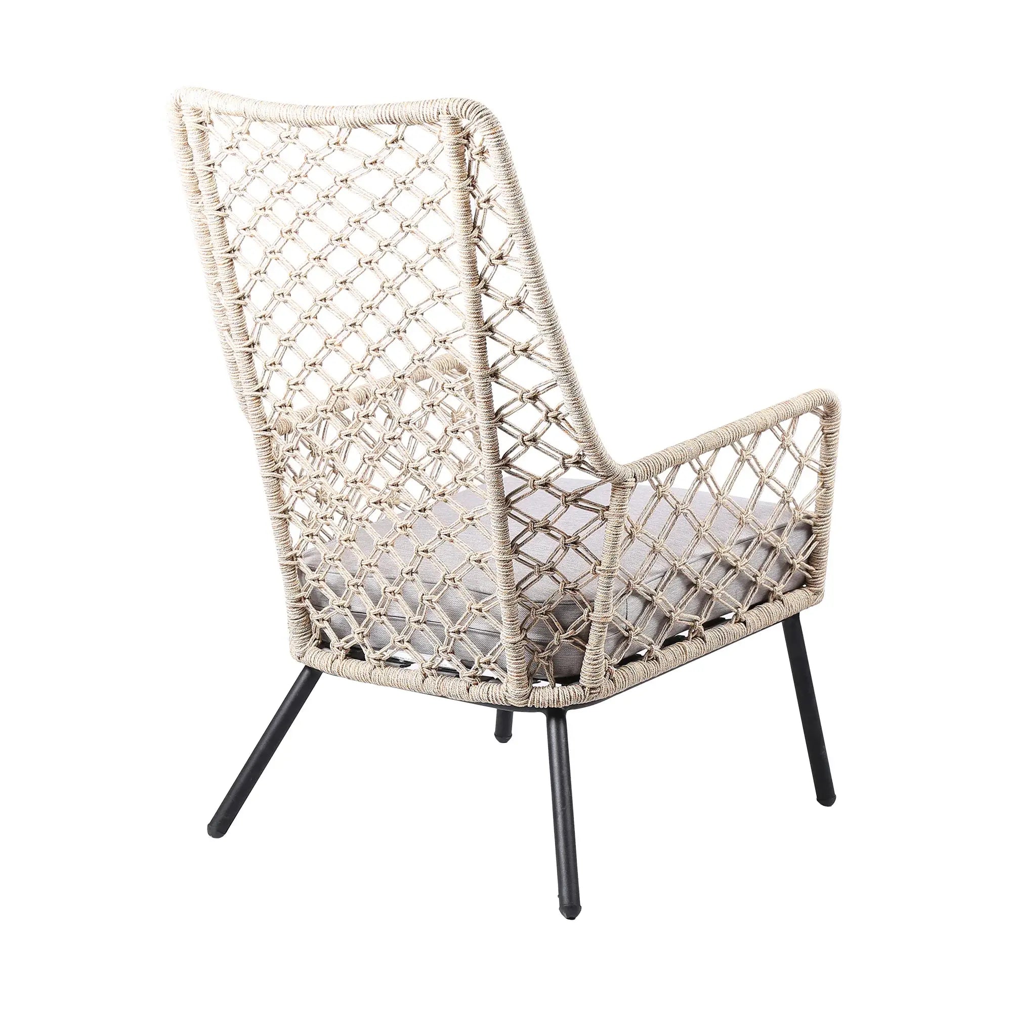 26" Gray Metal Outdoor Dining Chair with Gray Cushion - Homeroots - Flyclothing LLC