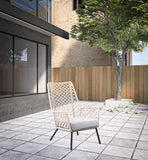 26" Gray Metal Outdoor Dining Chair with Gray Cushion