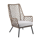 26" Gray Metal Outdoor Arm Chair with Gray Cushion - Homeroots - Flyclothing LLC