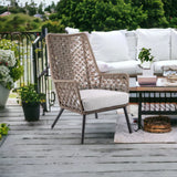 26" Gray Metal Outdoor Arm Chair with Gray Cushion - Homeroots - Flyclothing LLC