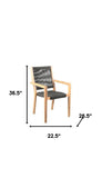 Set of Two 23" Charcoal and Natural Wood Solid Wood Outdoor Arm Chair - Homeroots - Flyclothing LLC