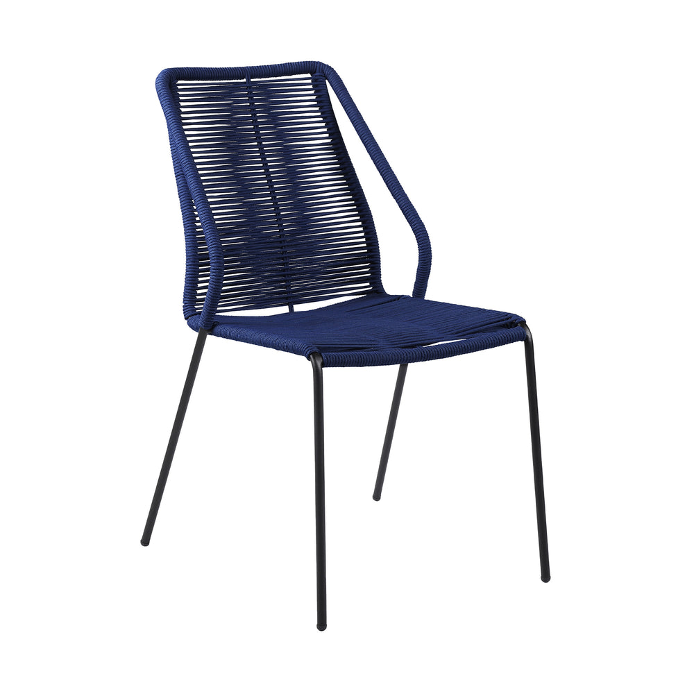 Set of Two 22" Blue Metal Outdoor Dining Chair - Homeroots - Flyclothing LLC