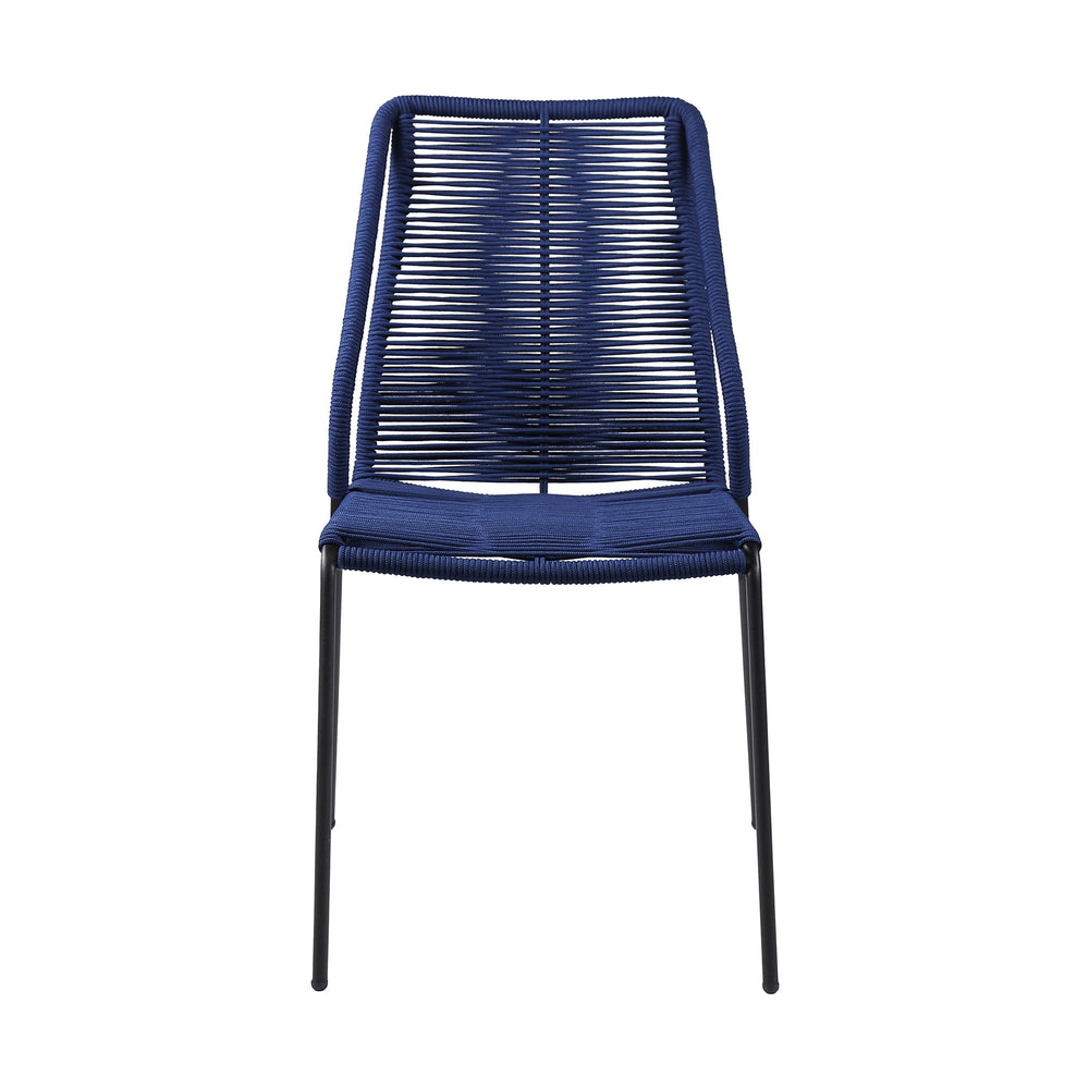 Set of Two 22" Blue Metal Outdoor Dining Chair - Homeroots - Flyclothing LLC
