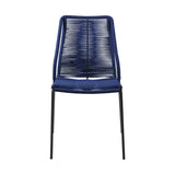 Set of Two 22" Blue Metal Outdoor Dining Chair