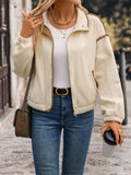 Perfee Zip Up Dropped Shoulder Polar Fleece Jacket - Trendsi