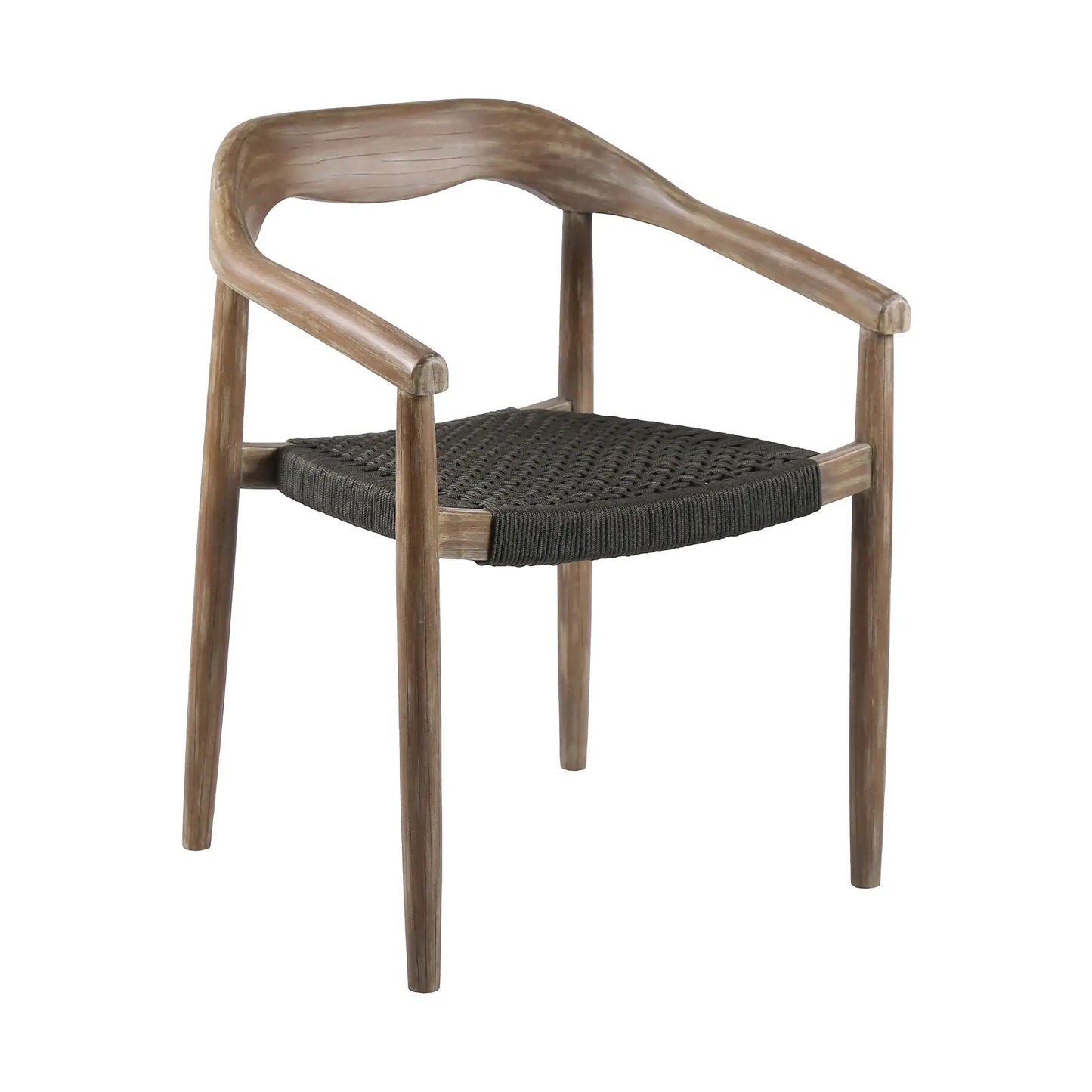 Set of Two 22" Black and Natural Wood Solid Wood Outdoor Dining Chair - Homeroots - Flyclothing LLC