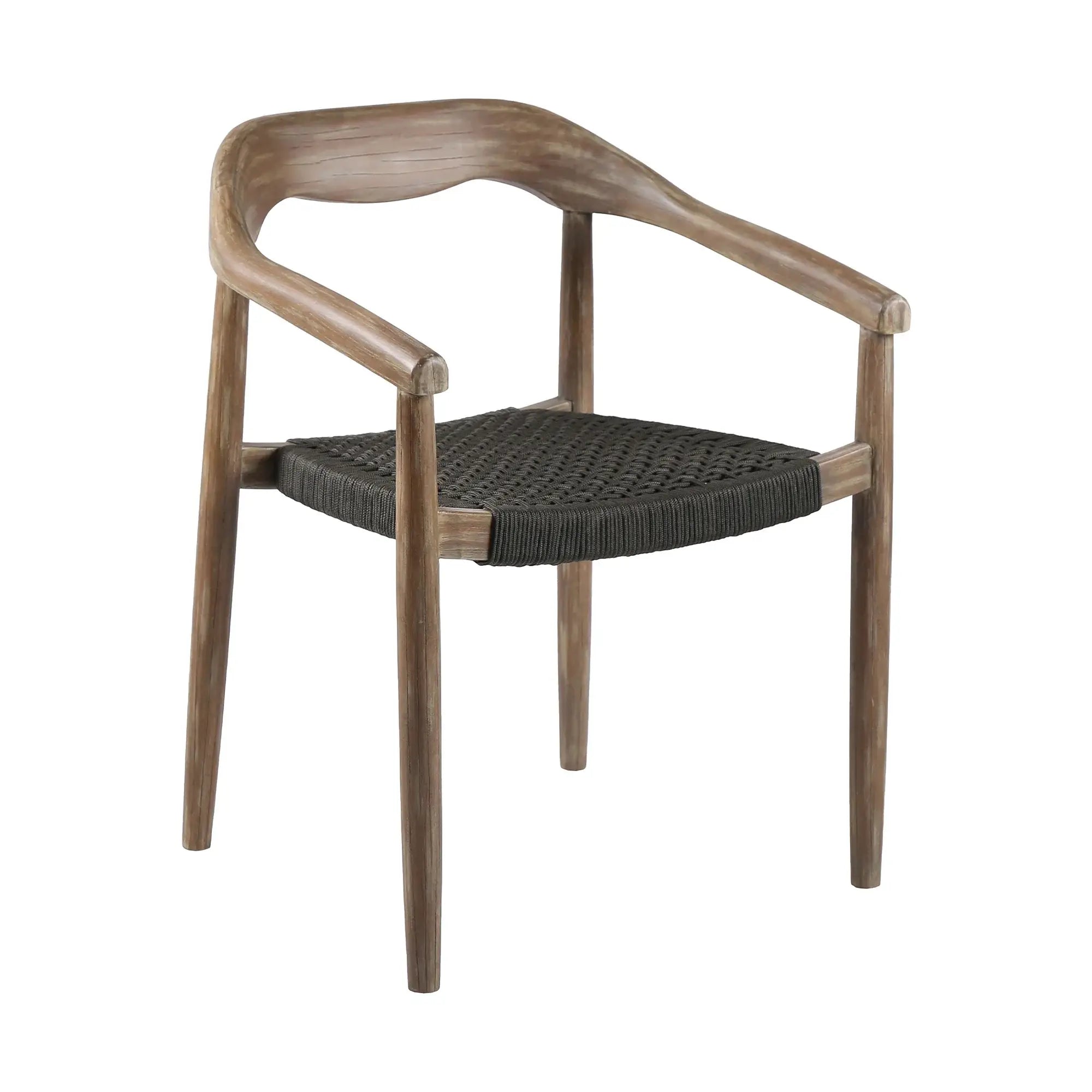 Set of Two 22" Black and Natural Wood Solid Wood Outdoor Dining Chair - Homeroots - Flyclothing LLC