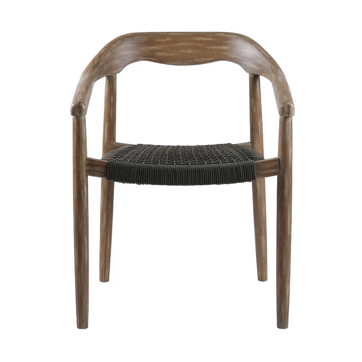 Set of Two 22" Black and Natural Wood Solid Wood Outdoor Dining Chair - Homeroots - Flyclothing LLC