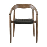 Set of Two 22" Black and Natural Wood Solid Wood Outdoor Dining Chair - Homeroots - Flyclothing LLC