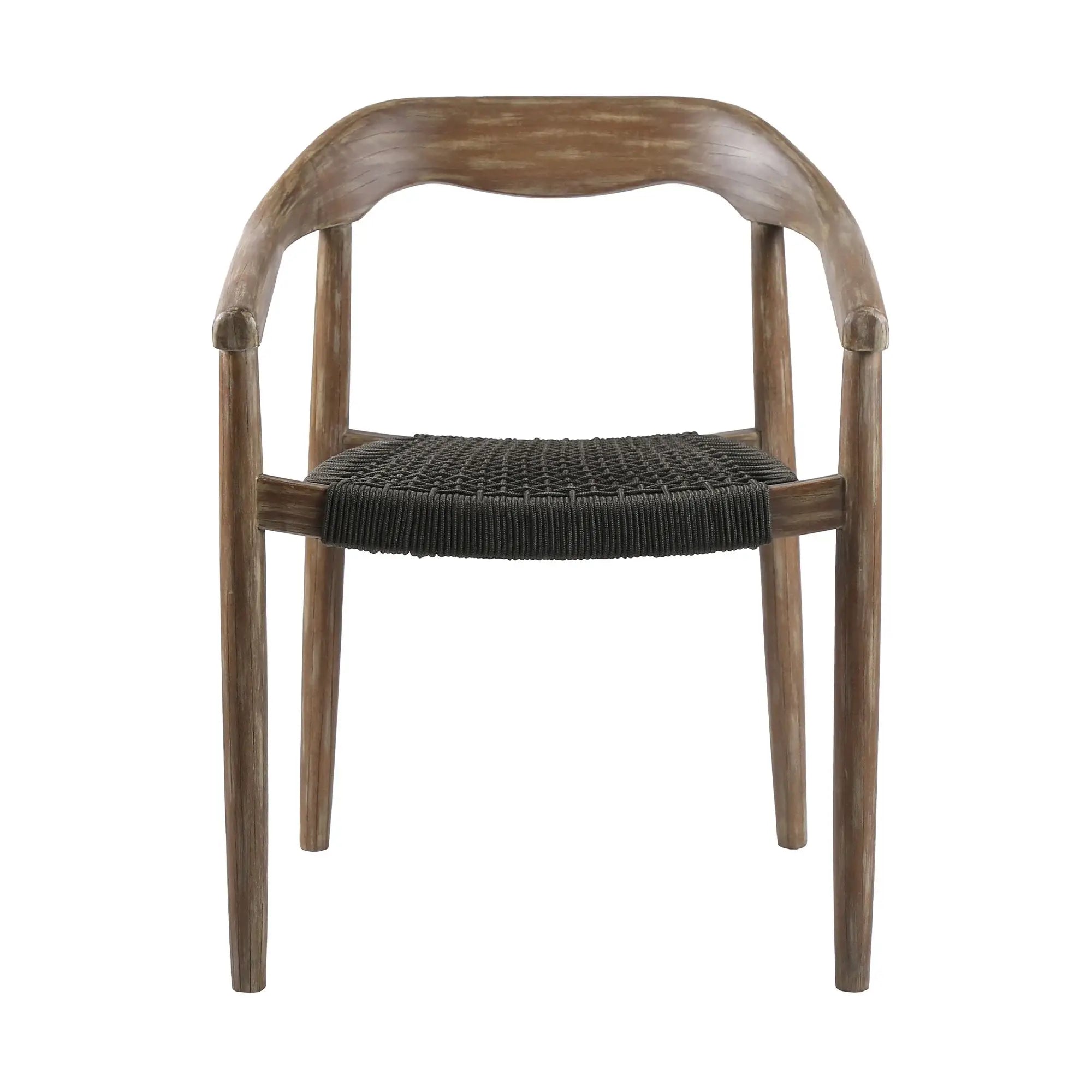 Set of Two 22" Black and Natural Wood Solid Wood Outdoor Dining Chair - Homeroots - Flyclothing LLC
