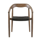 Set of Two 22" Black and Natural Wood Solid Wood Outdoor Dining Chair