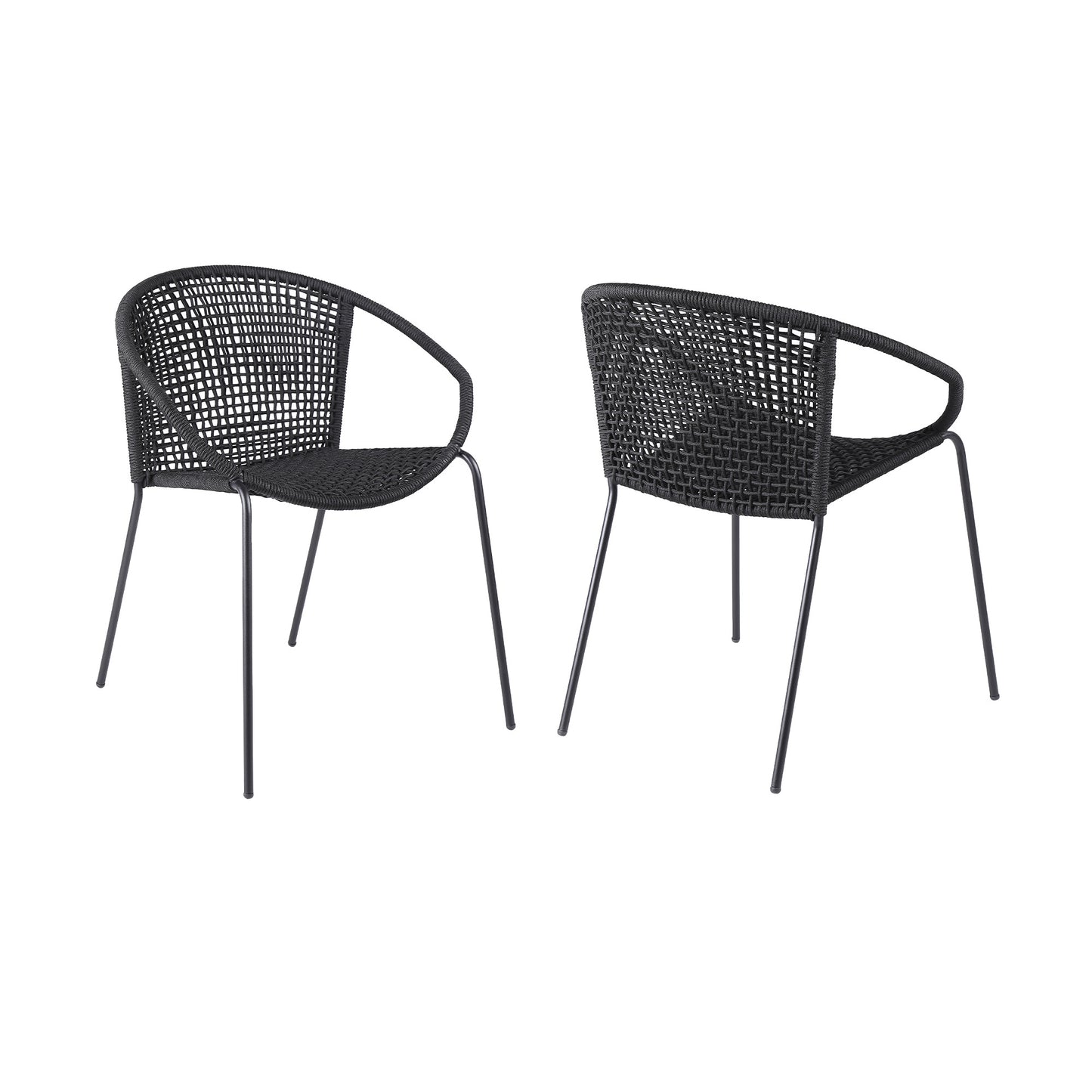 Set of Two 25" Black Metal Outdoor Dining Chair - Homeroots - Flyclothing LLC
