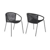 Set of Two 25" Black Metal Outdoor Dining Chair - Homeroots - Flyclothing LLC