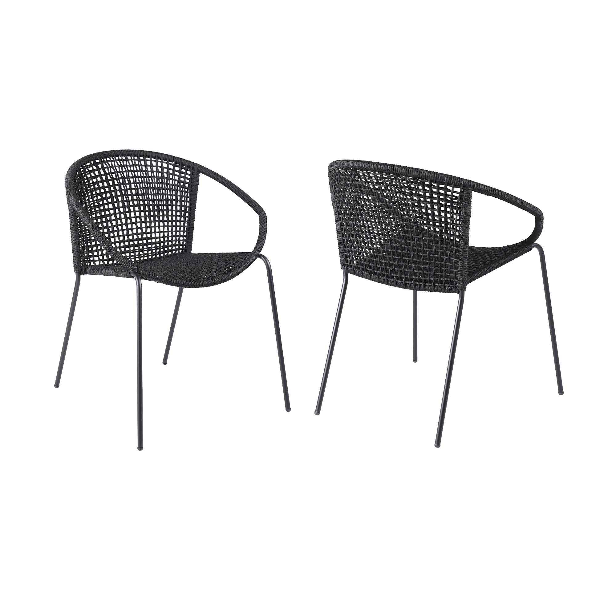 Set of Two 25" Black Metal Outdoor Dining Chair - Homeroots - Flyclothing LLC