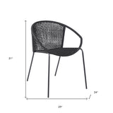 Set of Two 25" Black Metal Outdoor Dining Chair - Homeroots - Flyclothing LLC