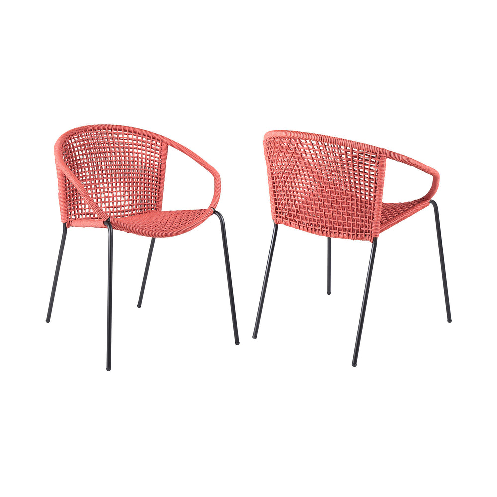 Set of Two 25" Red Metal Outdoor Dining Chair - Homeroots - Flyclothing LLC