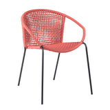 Set of Two 25" Red Metal Outdoor Dining Chair - Homeroots - Flyclothing LLC