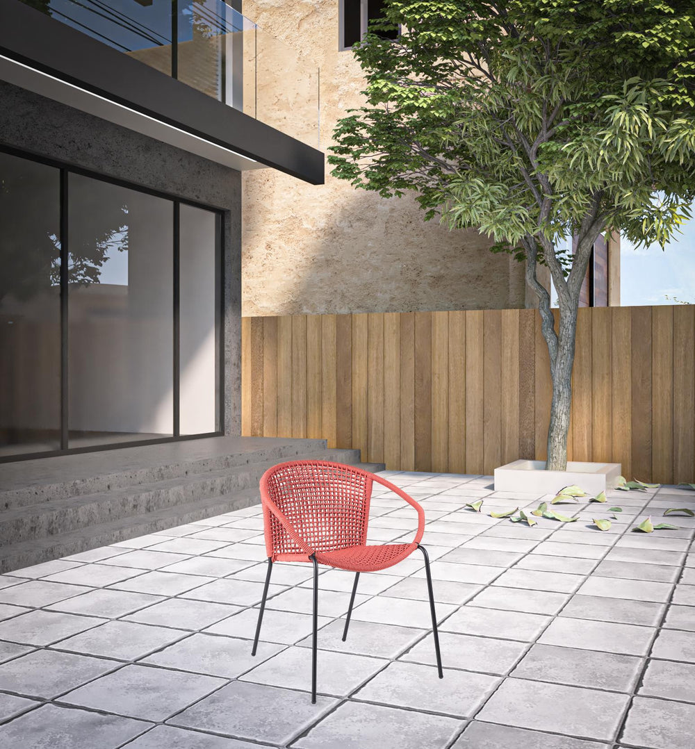 Set of Two 25" Red Metal Outdoor Dining Chair - Homeroots - Flyclothing LLC